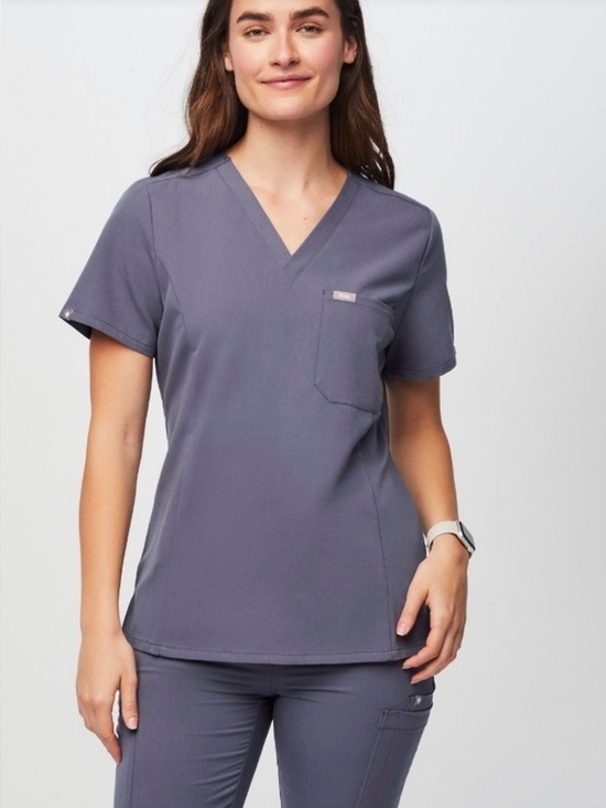 Figs Tops - Figs Catarina Space Navy Slim One Pocket V-Neck Women's Scrub Top XS
